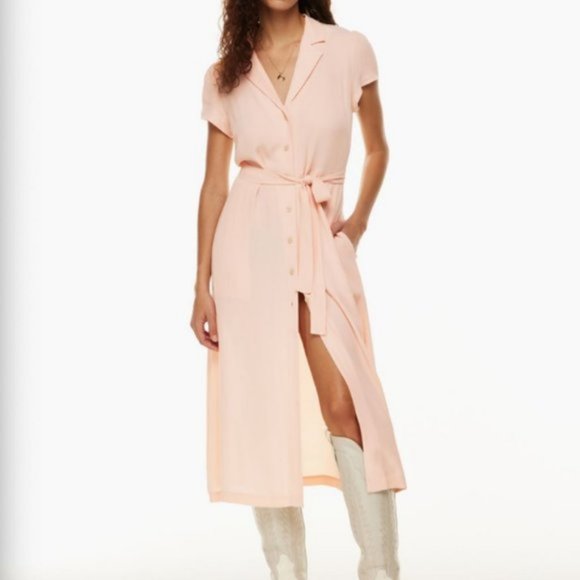 Aritzia Wilfred Button-up Shirt Dress - NWT XS Soft Blush Pink - Picture 3 of 6